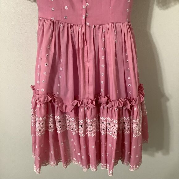 Vintage Pink Fairy Cottagecore Western Handmade Babydoll Fairy Puff Sleeve Dress - Picture 10 of 10